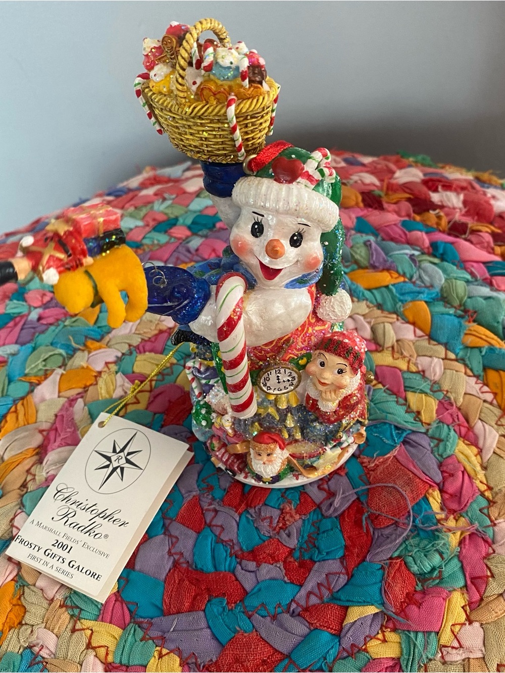 VTG Christopher Radko for Marshall Fields Candy-Top Snowman Figurine/Ornament